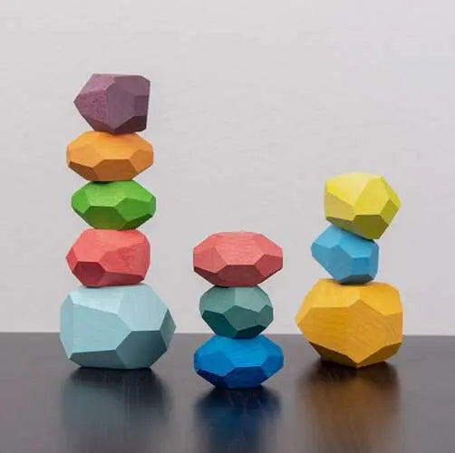 Set 16 Pietre Cuburi din Lemn, Multicolor - Cumpara24