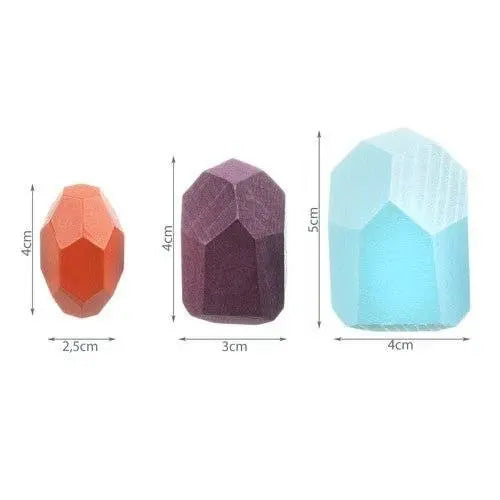 Set 16 Pietre Cuburi din Lemn, Multicolor - Cumpara24