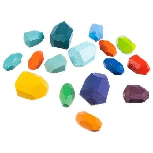Set 16 Pietre Cuburi din Lemn, Multicolor - Cumpara24