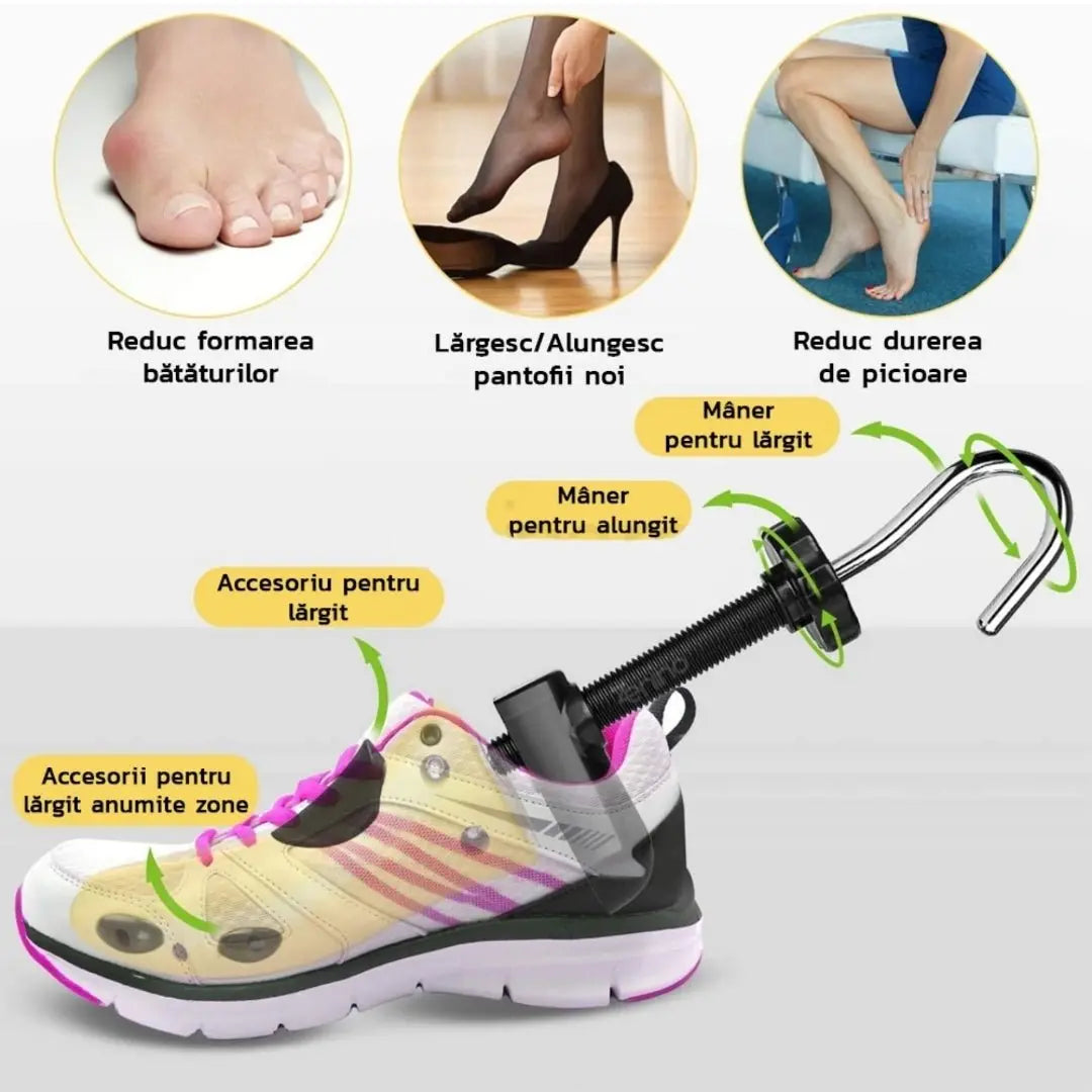 Set 2 Sanuri/Calapod Reglabile, 39 - 43 pentru Alungit si Largit Pantofi, ABS Premium, Unisex, Arc, Galben - Cumpara24