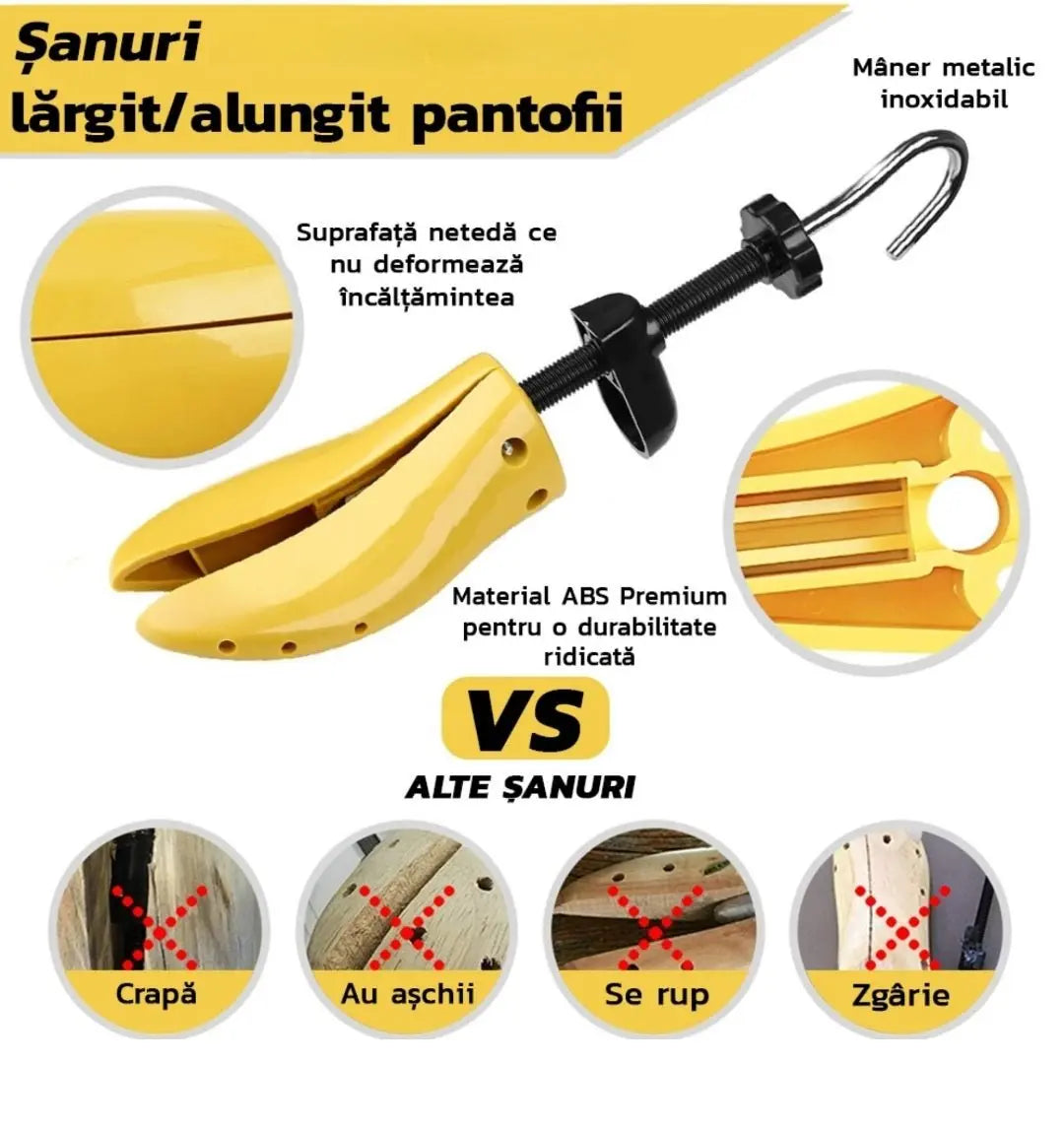 Set 2 Sanuri/Calapod Reglabile, 39 - 43 pentru Alungit si Largit Pantofi, ABS Premium, Unisex, Arc, Galben - Cumpara24