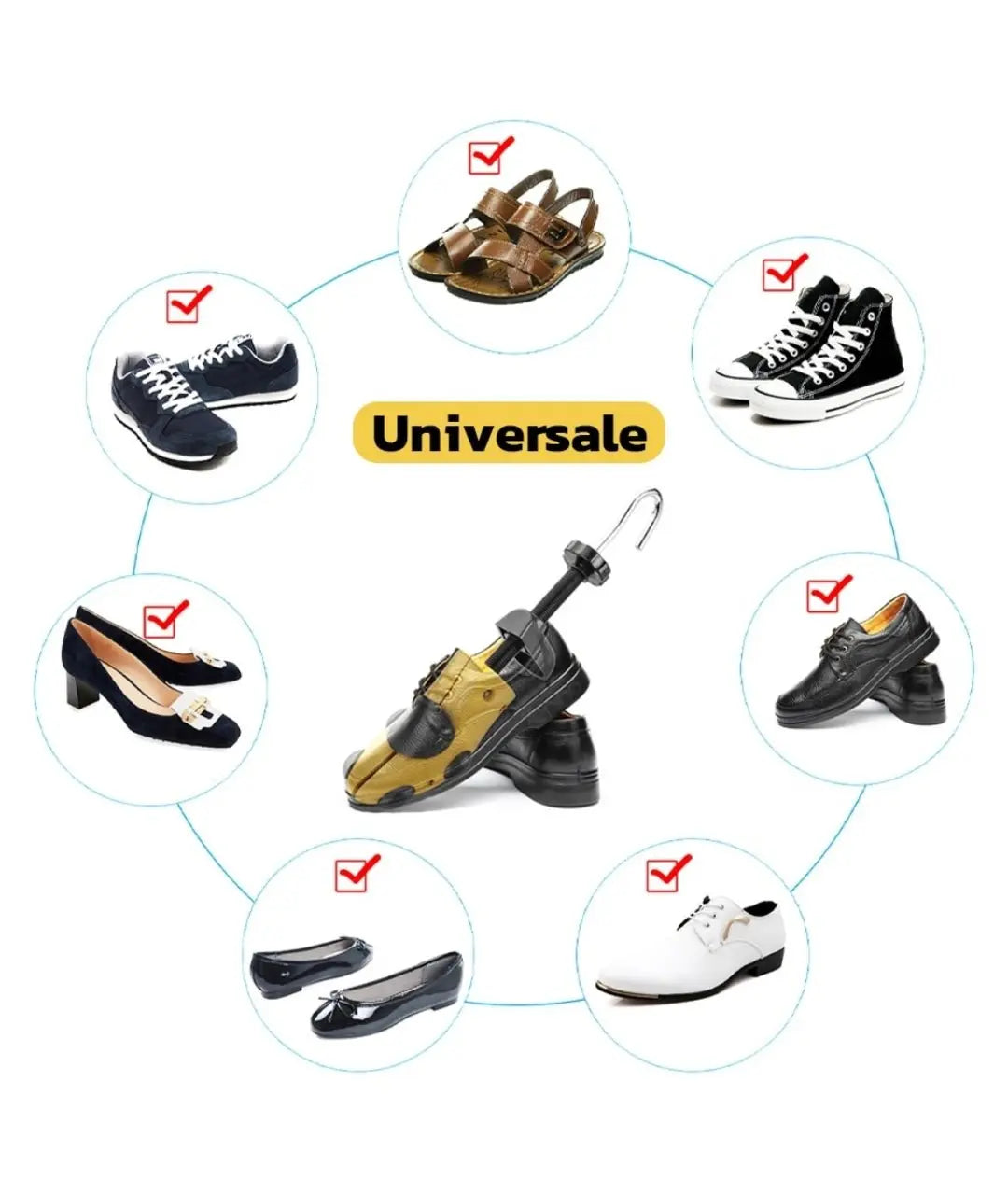 Set 2 Sanuri/Calapod Reglabile, 39 - 43 pentru Alungit si Largit Pantofi, ABS Premium, Unisex, Arc, Galben - Cumpara24