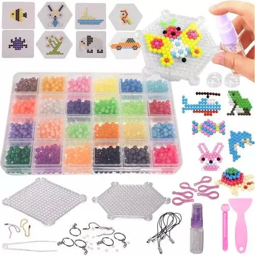 Set 2800 Margele 3D, 24 Culori Diferite, Modele si Sabloane pentru Creatie prin Stropire cu Apa, Pandantive Incluse - Cumpara24