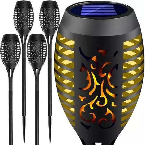 SET 4 BUCATI LAMPA SOLARA LED DE GRADINA CU EFECT DE FLACARA - Cumpara24