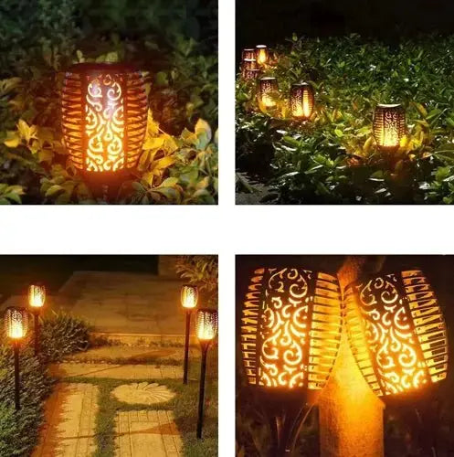 SET 4 BUCATI LAMPA SOLARA LED DE GRADINA CU EFECT DE FLACARA - Cumpara24