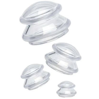 Set 4 Ventuze de Cupping Terapeutice pentru Masaj Anticelulitic si Relaxare, din Silicon, Alb Transparent - Cumpara24