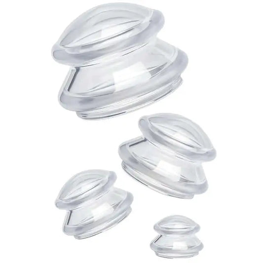 Set 4 Ventuze de Cupping Terapeutice pentru Masaj Anticelulitic si Relaxare, din Silicon, Alb Transparent - Cumpara24