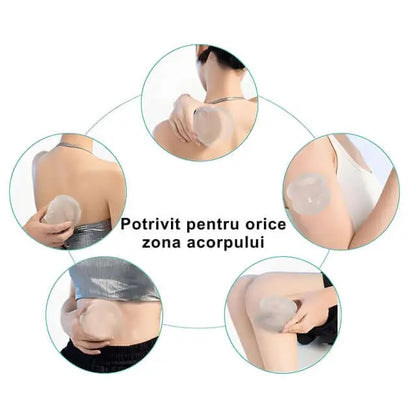 Set 4 Ventuze de Cupping Terapeutice pentru Masaj Anticelulitic si Relaxare, din Silicon, Alb Transparent - Cumpara24