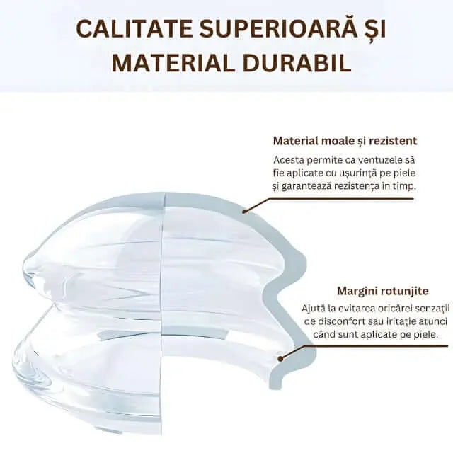 Set 4 Ventuze de Cupping Terapeutice pentru Masaj Anticelulitic si Relaxare, din Silicon, Alb Transparent - Cumpara24