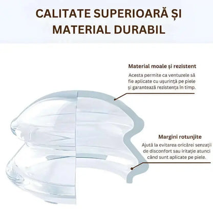 Set 4 Ventuze de Cupping Terapeutice pentru Masaj Anticelulitic si Relaxare, din Silicon, Alb Transparent - Cumpara24