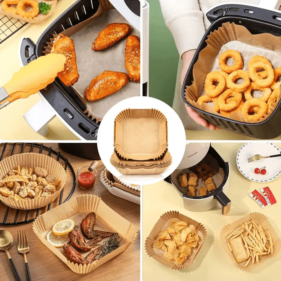 Set 50 Bucati Hartie Pentru Air Fryer, Rezistent la Apa si Ulei - Cumpara24