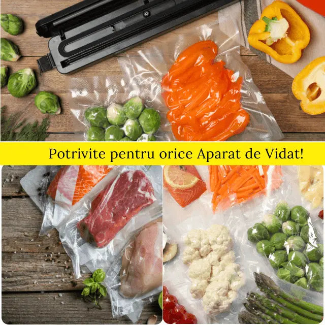 Set 50 de Pungi de Vidat Universale pentru Aparat de Vidat Alimente, 20 x 30 cm, Reutilizabile, Transparenta - Cumpara24