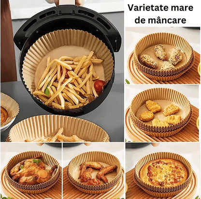 Set 50 Hartii de Copt sau Prajit Pentru Airfryer, Forma Rotunda - Cumpara24