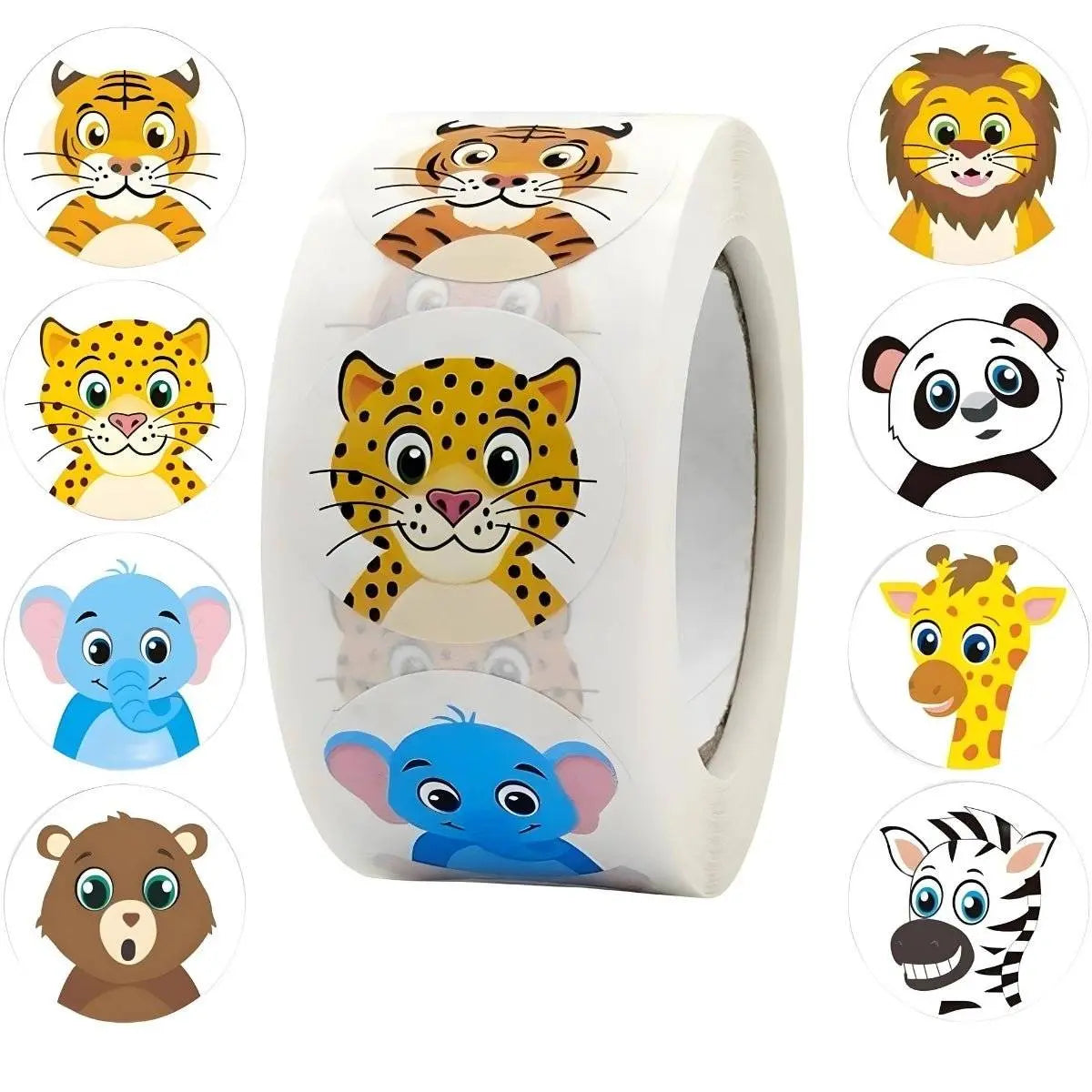 Set 500 de Etichete Autoadezive, TechGS, Model Animalute pentru Cadouri, Agende, Recipiente, Termos, Tip Sticker Decorativ 3.8 cm, Multicolor - Cumpara24