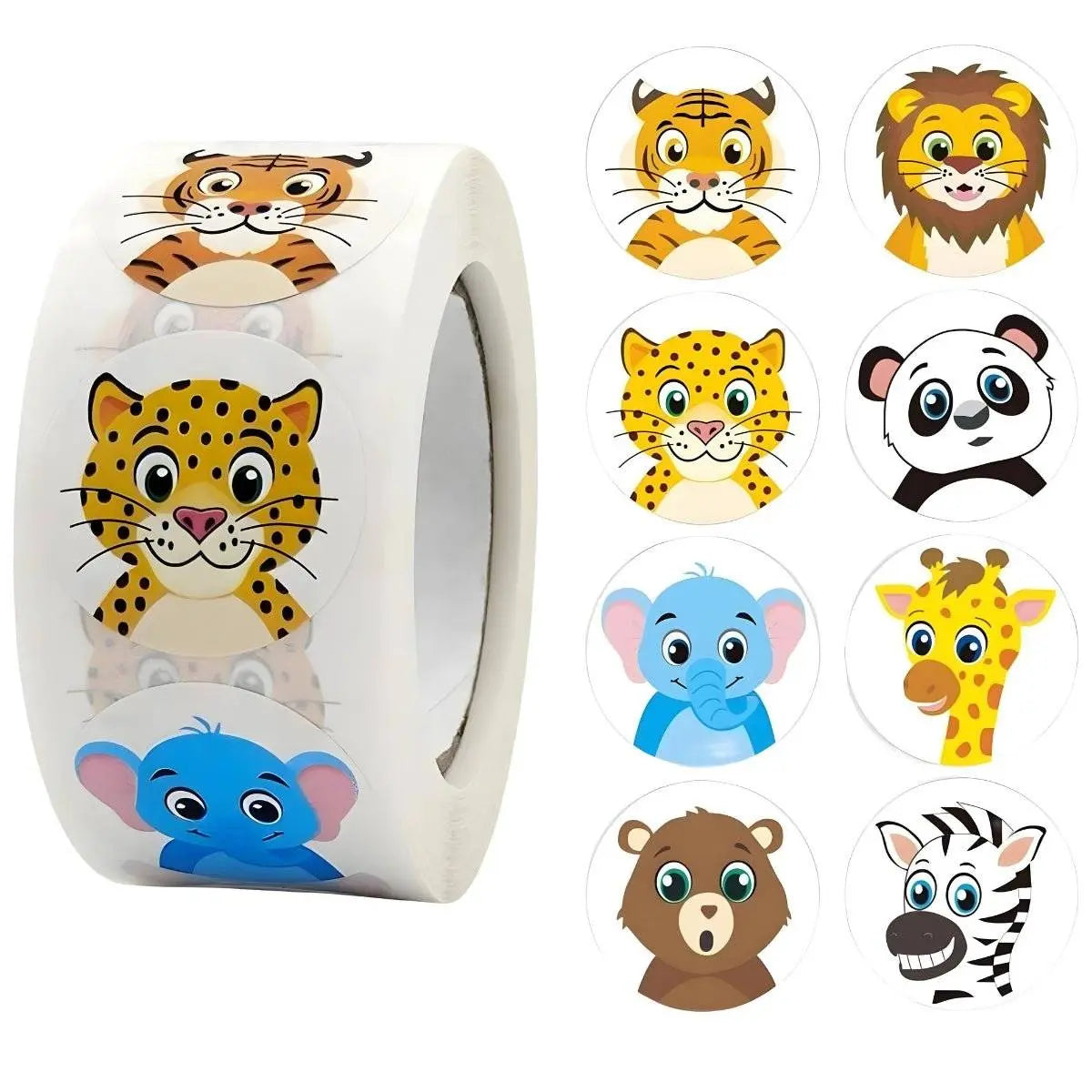 Set 500 de Etichete Autoadezive, TechGS, Model Animalute pentru Cadouri, Agende, Recipiente, Termos, Tip Sticker Decorativ 3.8 cm, Multicolor - Cumpara24