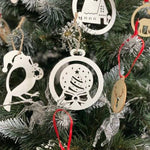 Set de 20 globuri de Craciun din lemn, 9 cm, Alb - Cumpara24