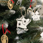 Set de 20 globuri de Craciun din lemn, 9 cm, Alb - Cumpara24