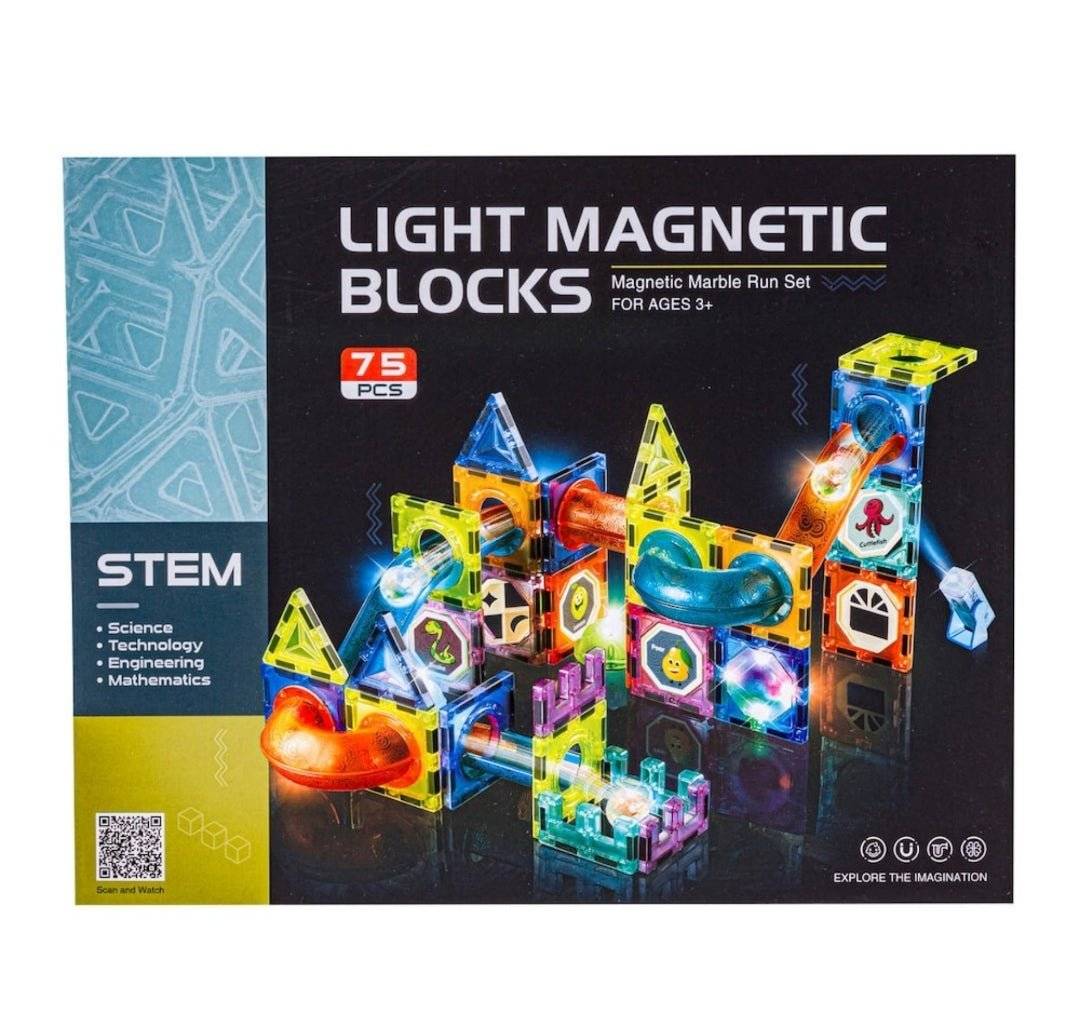 Set de Constructie Magnetic, Jucarie Educationala, 75 Piese, magnetice cu forme multiple, Dezvoltarea Abilitatilor Motrice si a Imaginatiei, Multicolor - Cumpara24