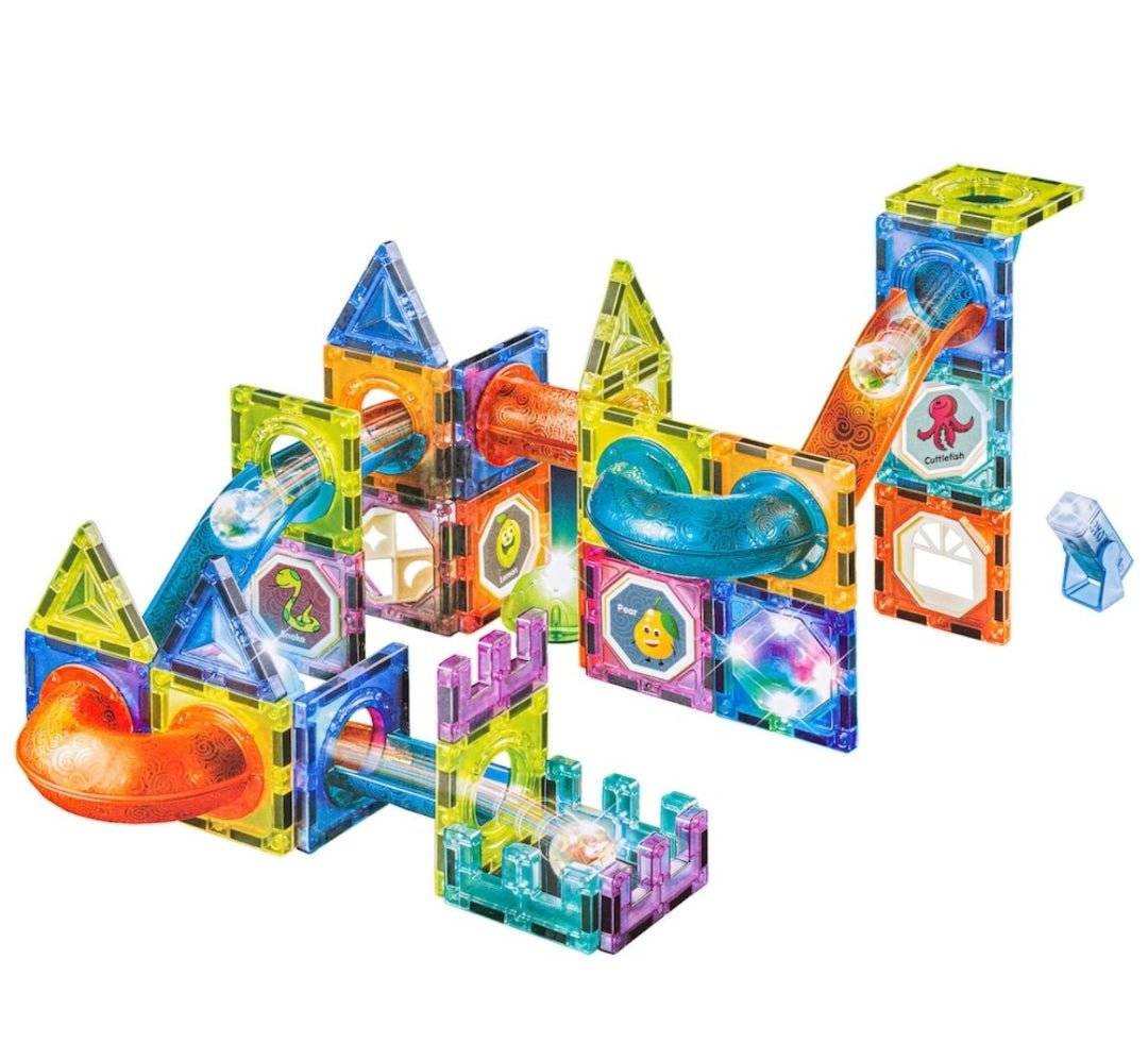 Set de Constructie Magnetic, Jucarie Educationala, 75 Piese, magnetice cu forme multiple, Dezvoltarea Abilitatilor Motrice si a Imaginatiei, Multicolor - Cumpara24