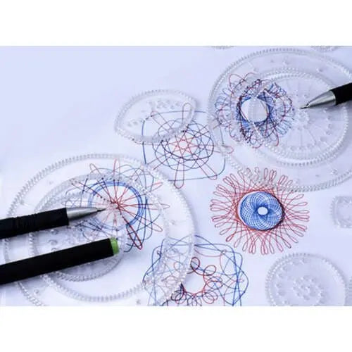 Set de Desen - Spirograf, 22 de Sabloane, 3 Pix - uri Fine, Cauciuc Termoplastic, 9 Coli A4. - Cumpara24