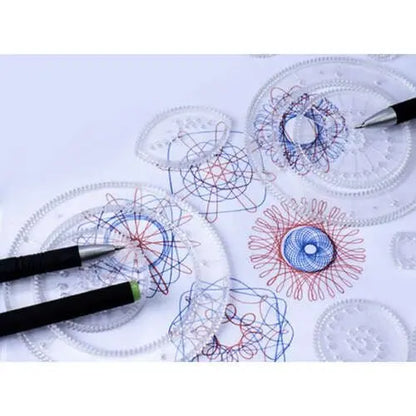 Set de Desen - Spirograf, 22 de Sabloane, 3 Pix - uri Fine, Cauciuc Termoplastic, 9 Coli A4. - Cumpara24