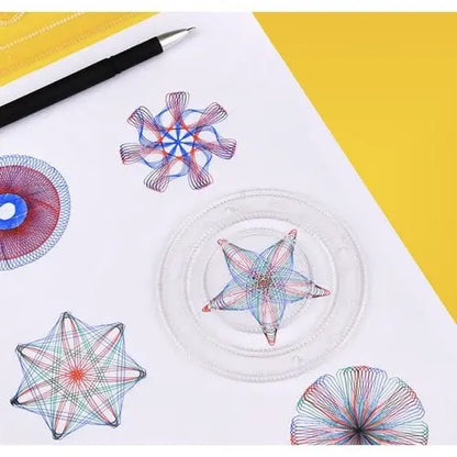 Set de Desen - Spirograf, 22 de Sabloane, 3 Pix - uri Fine, Cauciuc Termoplastic, 9 Coli A4. - Cumpara24