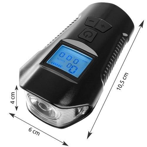 Set Lumina LED pentru Bicicleta Fata + Spate cu Contor si Claxon - Cumpara24
