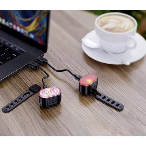 Set Lumini pentru Bicicleta, Far/Stop Fata + Spate cu Led - Cumpara24