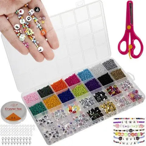 Set Margele si Accesorii pentru Creare Bijuterii/Bratari, 10.000 buc, Multicolor - Cumpara24