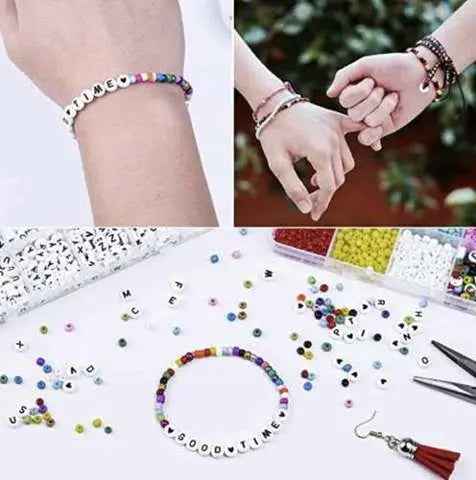 Set Margele si Accesorii pentru Creare Bijuterii/Bratari, 10.000 buc, Multicolor - Cumpara24