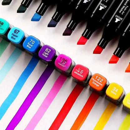Set Markere Duble, Carioci Profesionale, Cu Cerneala pe Baza de Alcool, 168 DE CULORI, Multicolore - Cumpara24