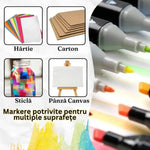Set Markere Duble, Carioci Profesionale, Cu Cerneala pe Baza de Alcool, 168 DE CULORI, Multicolore - Cumpara24