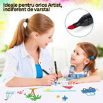 Set Markere Duble, Carioci Profesionale, Cu Cerneala pe Baza de Alcool, 168 DE CULORI, Multicolore - Cumpara24