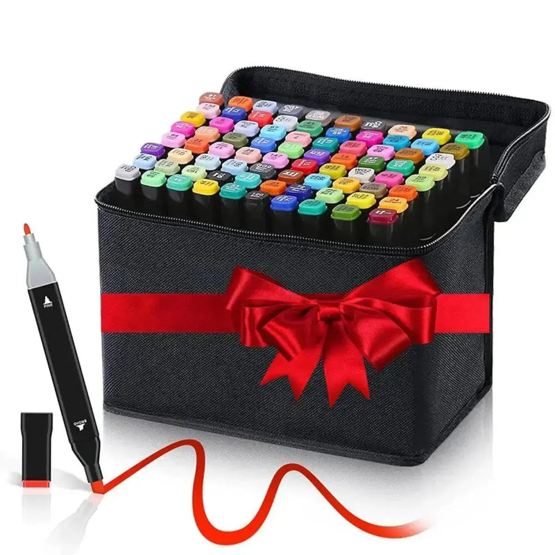 Set Markere Duble, Carioci Profesionale, Cu Cerneala pe Baza de Alcool, 168 DE CULORI, Multicolore - Cumpara24