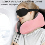 Set Perna de Calatorie pentru Gat TechGS, Masca de Fata, Dopuri de Urechi, Husa Transportare Voiaj, Model Compact, Confortabil, Roz - Cumpara24