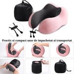 Set Perna de Calatorie pentru Gat TechGS, Masca de Fata, Dopuri de Urechi, Husa Transportare Voiaj, Model Compact, Confortabil, Roz - Cumpara24