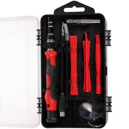 Set Scule Pentru Mecanica de Precizie 110 buc într-o cutie organizată, conținând șurubelnițe, pensete și accesorii pentru reparații fine.