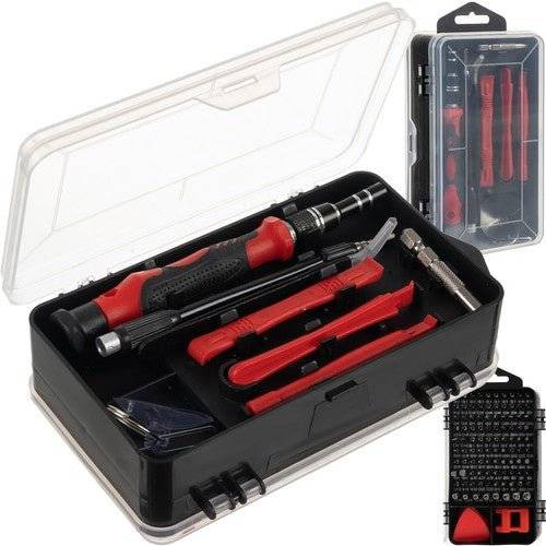 Set Scule Pentru Mecanica de Precizie 110 buc, ideal pentru reparații fine. Include șurubelnițe, pensete și accesorii într-o cutie compactă.