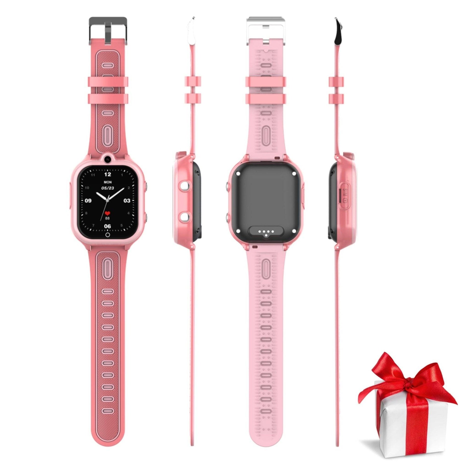 Smartwatch DF91, 1.85 Inch pentru Copii cu GPS si Localizare Spion KidLife, 4G, Roz - Cumpara24