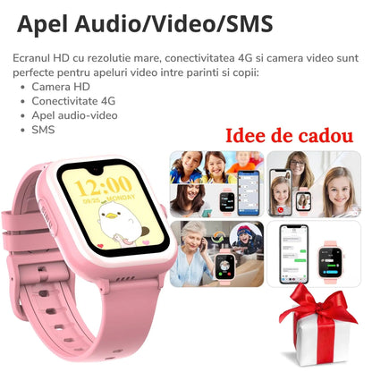 Smartwatch M01 pentru Copii cu GPS si Localizare Spion, 4G, KidLife, Roz - Cumpara24