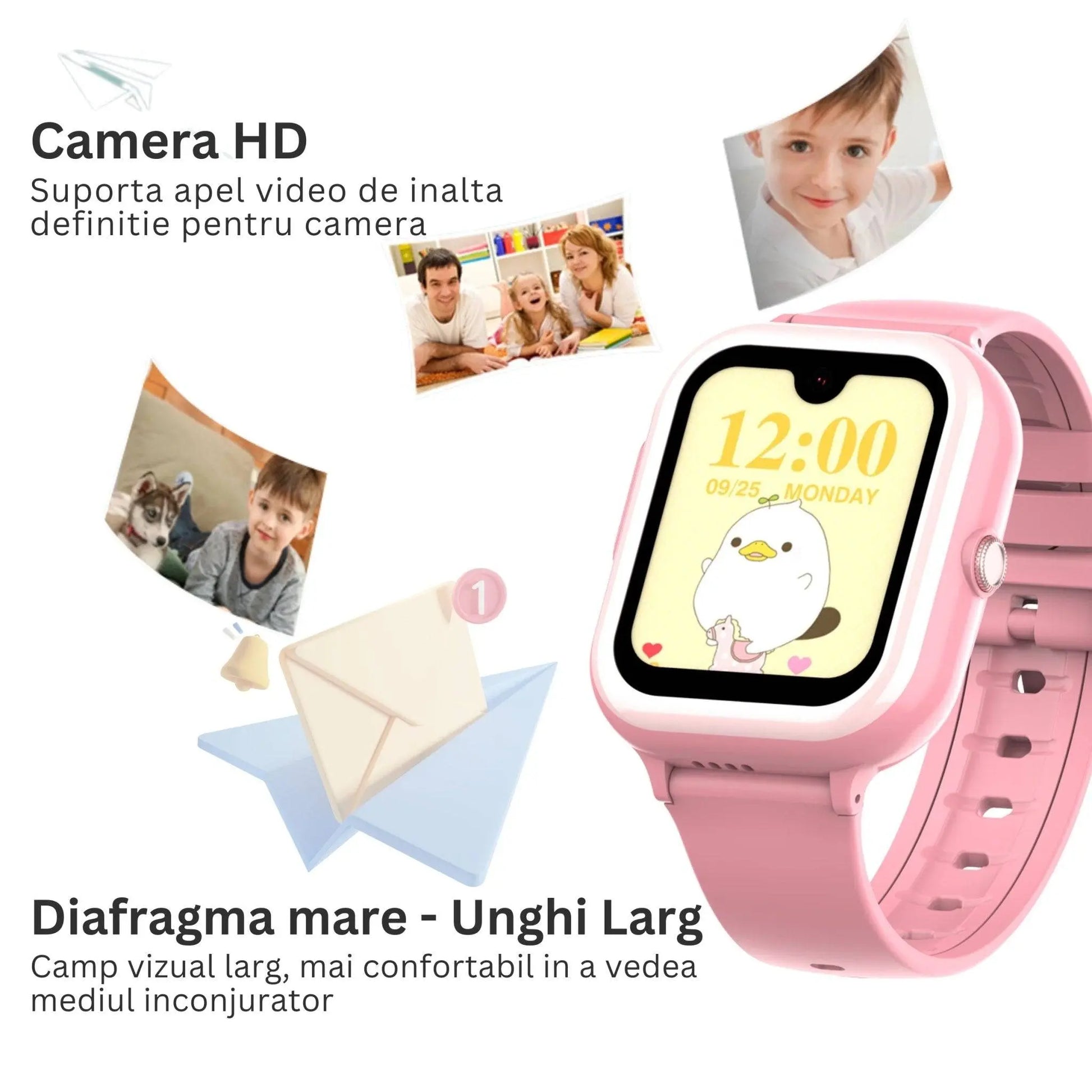 Smartwatch M01 pentru Copii cu GPS si Localizare Spion, 4G, KidLife, Roz - Cumpara24