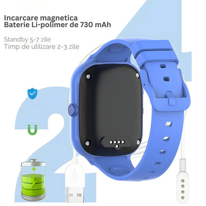 Smartwatch M01 pentru Copii cu GPS si Localizare Spion KidLife, 4G, Albastru - Cumpara24