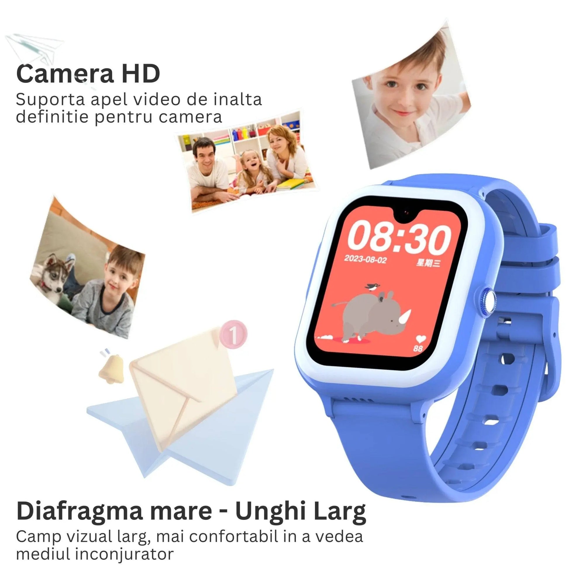 Smartwatch M01 pentru Copii cu GPS si Localizare Spion KidLife, 4G, Albastru - Cumpara24