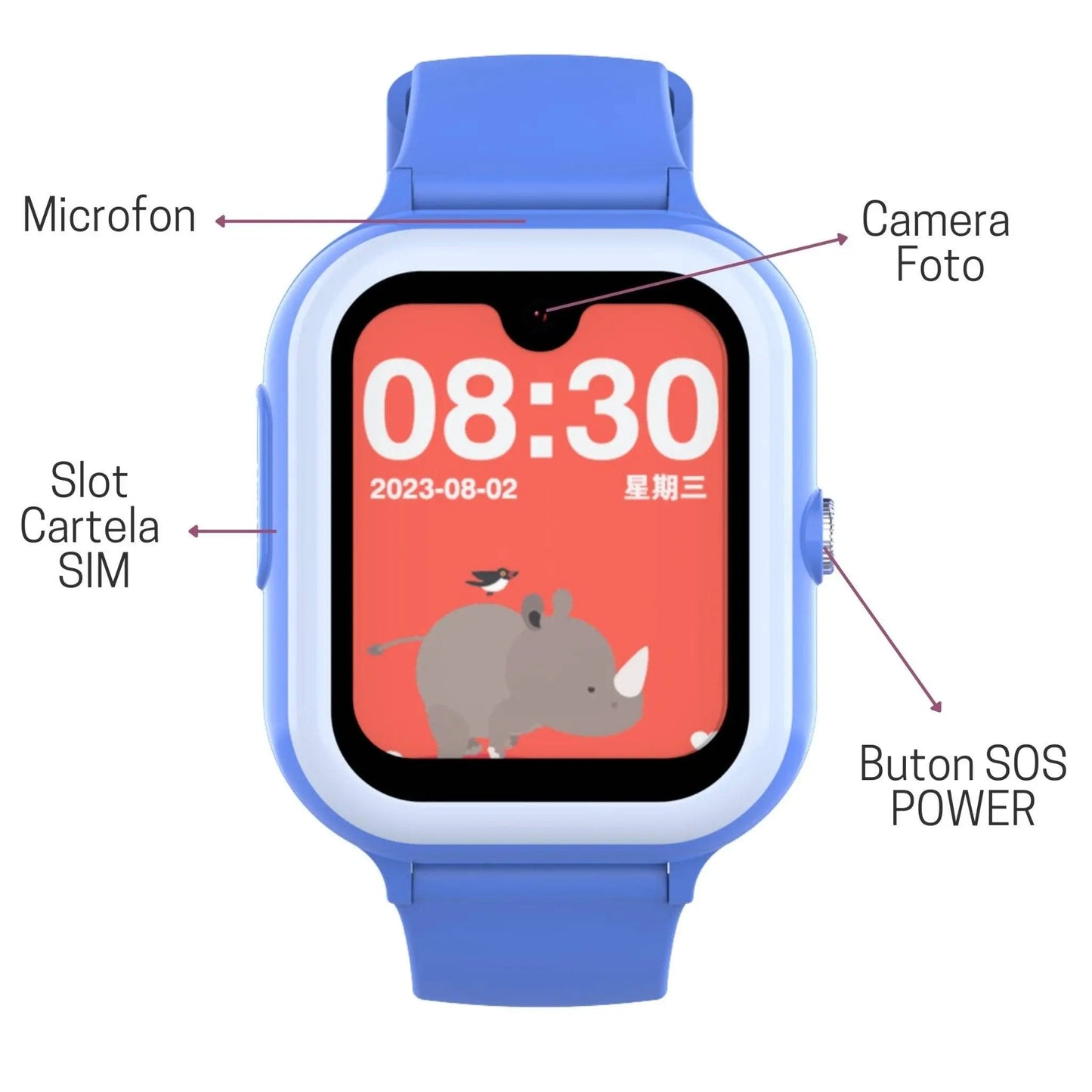 Smartwatch M01 pentru Copii cu GPS si Localizare Spion KidLife, 4G, Albastru - Cumpara24
