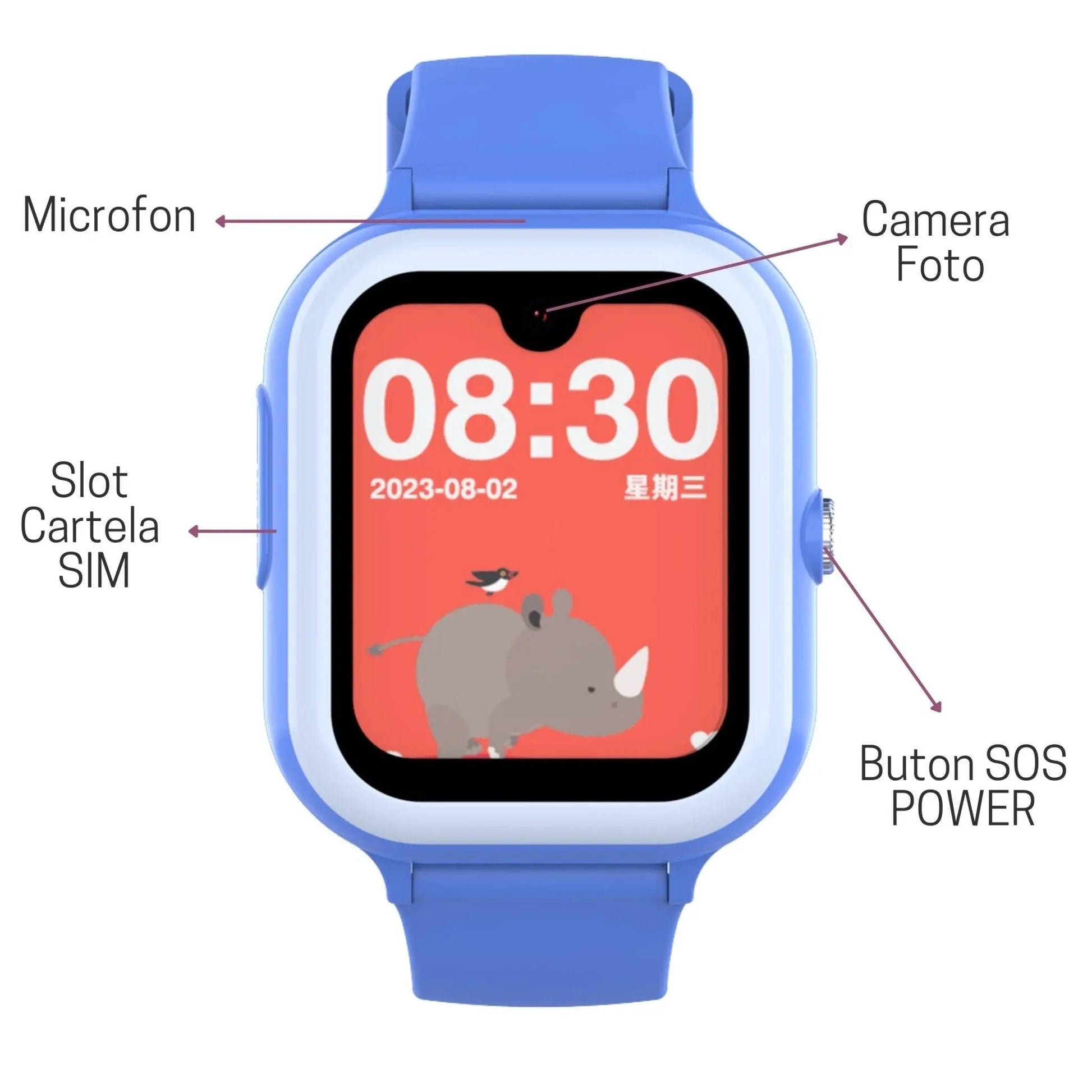 Smartwatch M01 pentru Copii cu GPS si Localizare Spion KidLife, 4G, Albastru - Cumpara24