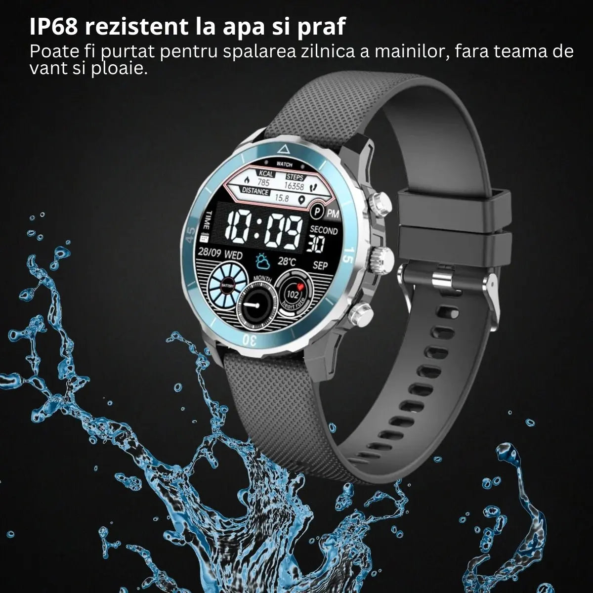 Smartwatch TechGS®, Ecran TFT HD 1.27", Bluetooth 5.2, Monitorizare Cardiaca/Oxigen Sange, 100+ Modele Sportive, Rezistent la Apa IP67, Apeluri Bluetooth, Compatibil Android & iOS, Negru - Verde - Cumpara24
