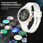 Smartwatch TechGS®, Ecran TFT HD 1.27", Bluetooth 5.2, Monitorizare Cardiaca/Oxigen Sange, 100+ Modele Sportive, Rezistent la Apa IP67, Apeluri Bluetooth, Compatibil Android & iOS, Alb - Cumpara24