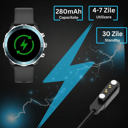 Smartwatch TechGS®, Ecran TFT HD 1.27", Bluetooth 5.2, Monitorizare Cardiaca/Oxigen Sange, 100+ Modele Sportive, Rezistent la Apa IP67, Apeluri Bluetooth, Compatibil Android & iOS, Negru - Verde - Cumpara24