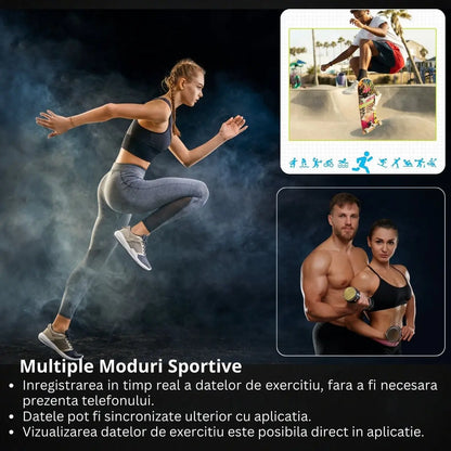 Smartwatch TechGS®, Ecran TFT HD 1.27", Bluetooth 5.2, Monitorizare Cardiaca/Oxigen Sange, 100+ Modele Sportive, Rezistent la Apa IP67, Apeluri Bluetooth, Compatibil Android & iOS, Alb - Cumpara24