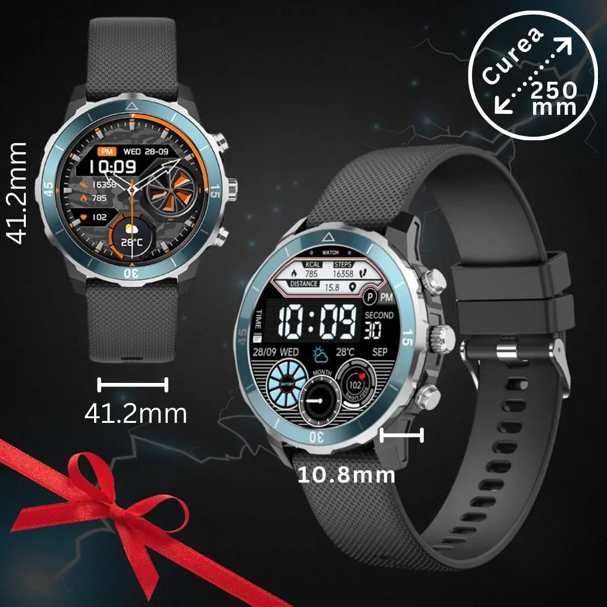 Smartwatch TechGS®, Ecran TFT HD 1.27", Bluetooth 5.2, Monitorizare Cardiaca/Oxigen Sange, 100+ Modele Sportive, Rezistent la Apa IP67, Apeluri Bluetooth, Compatibil Android & iOS, Negru - Verde - Cumpara24
